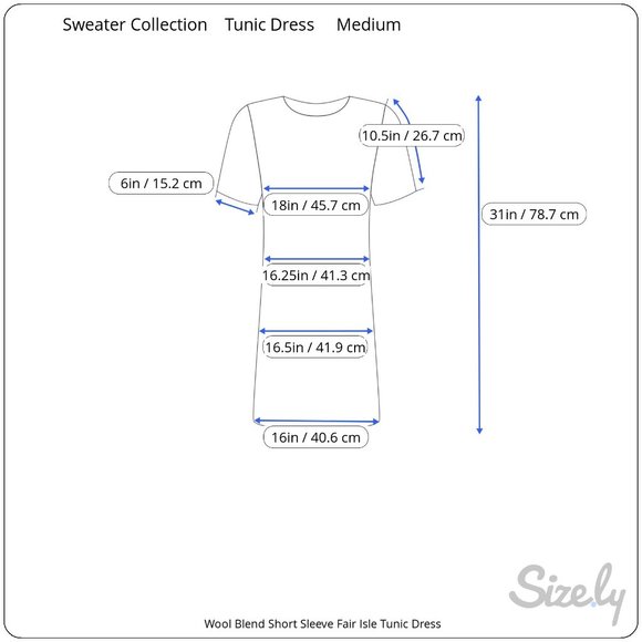 UNIQLO SWEATER COLLECTION Wool Blend Fair Isle Short Sleeve Tunic Sweater Dress - Picture 16 of 16